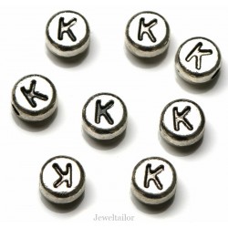 NEW! 1 Letter K Quality Silver Plated Round Alphabet Bead 7mm ~ Ideal For Occasion Name Bracelets, Card Making & Other Craft Activities